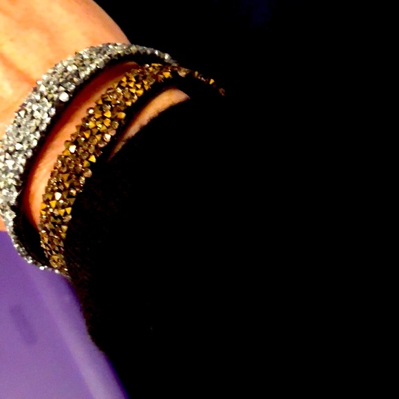 Metallic Nugget Bracelets SET of 2 Bronze and Silver Pair or Wear Individually - Picture 4 of 7